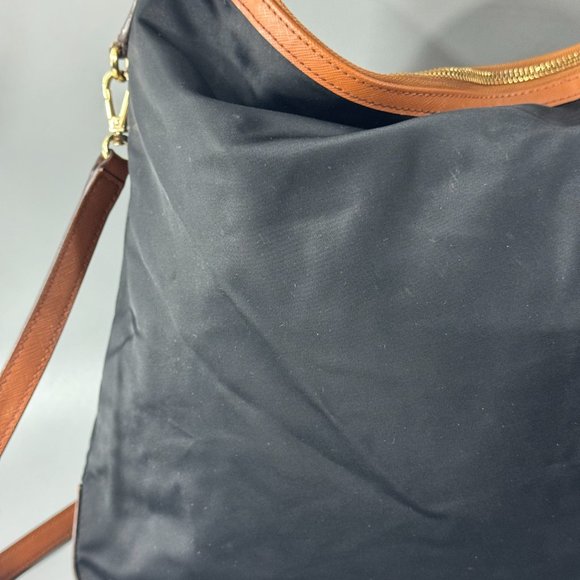 Michael Kors Kempton Black Nylon Brown Leather Accents Hobo/Shoulder/Crossbody - Picture 7 of 14